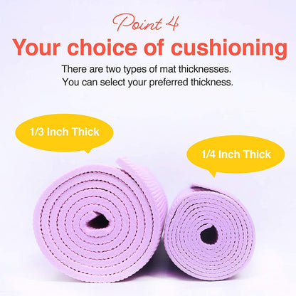 Yoga Mat with Carry Strap for Yoga Pilates Fitness and Floor Workout at Home and Gym
